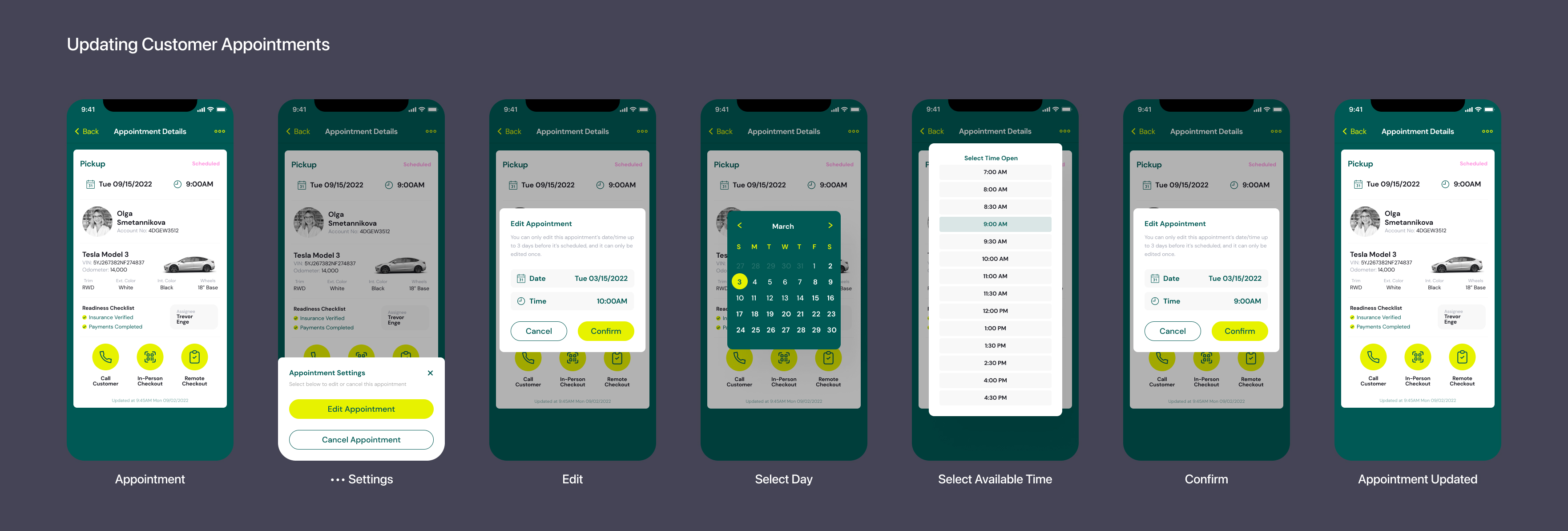 Updating Customer Appointments