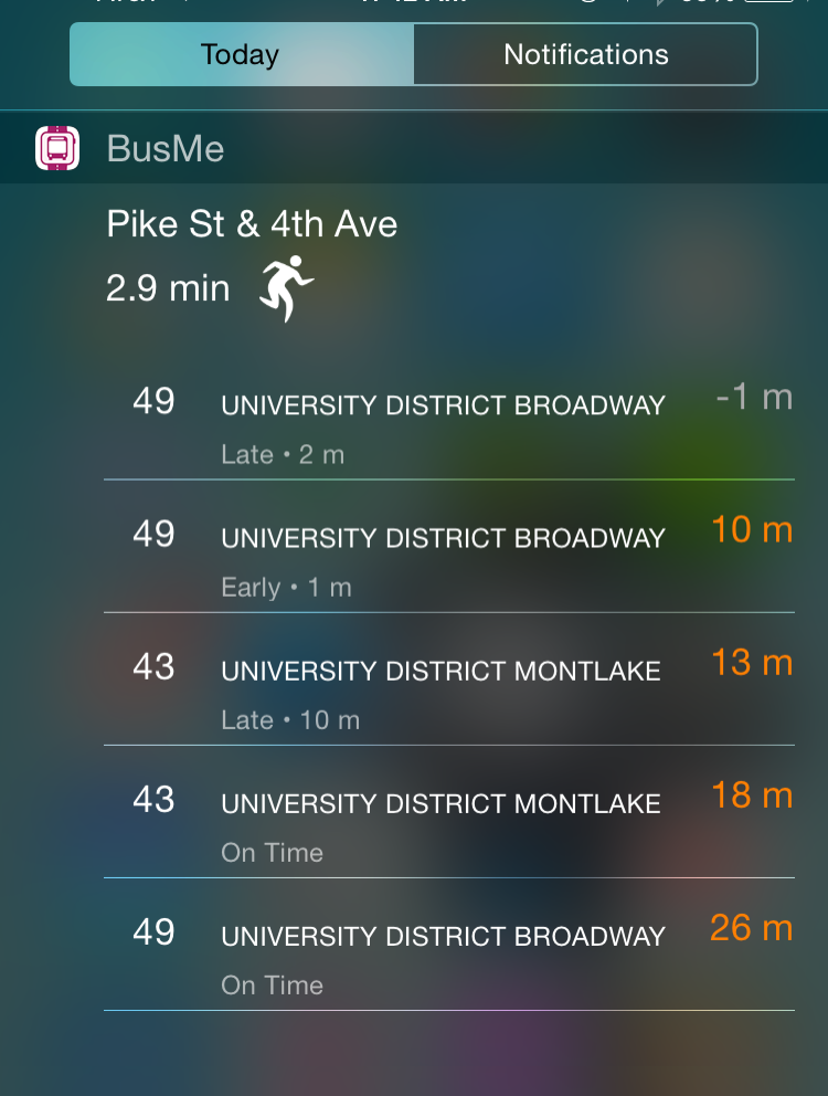 BusMe Today View Extension Screenshot
