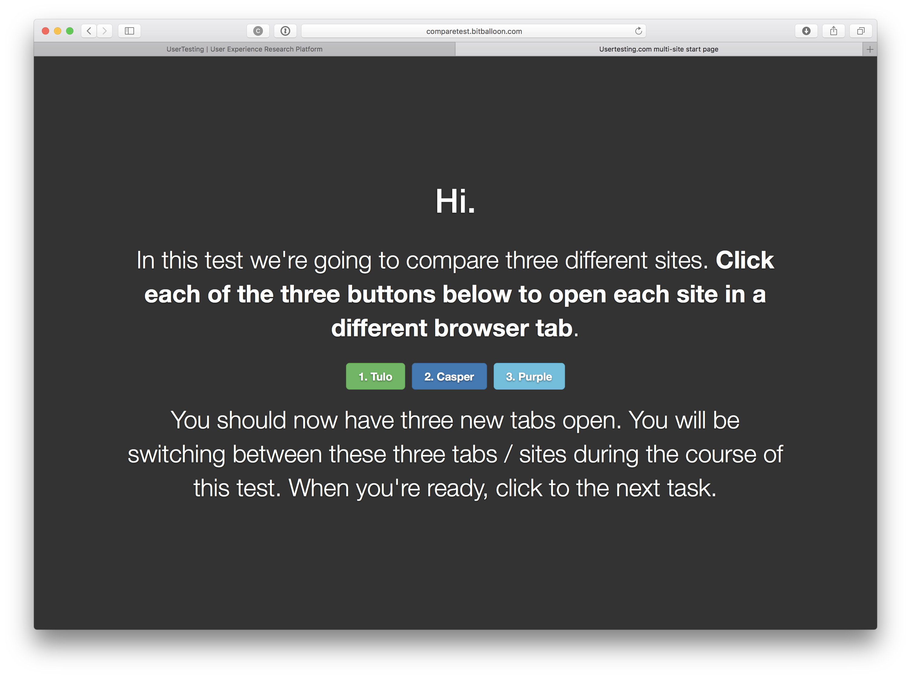 user testing instructions